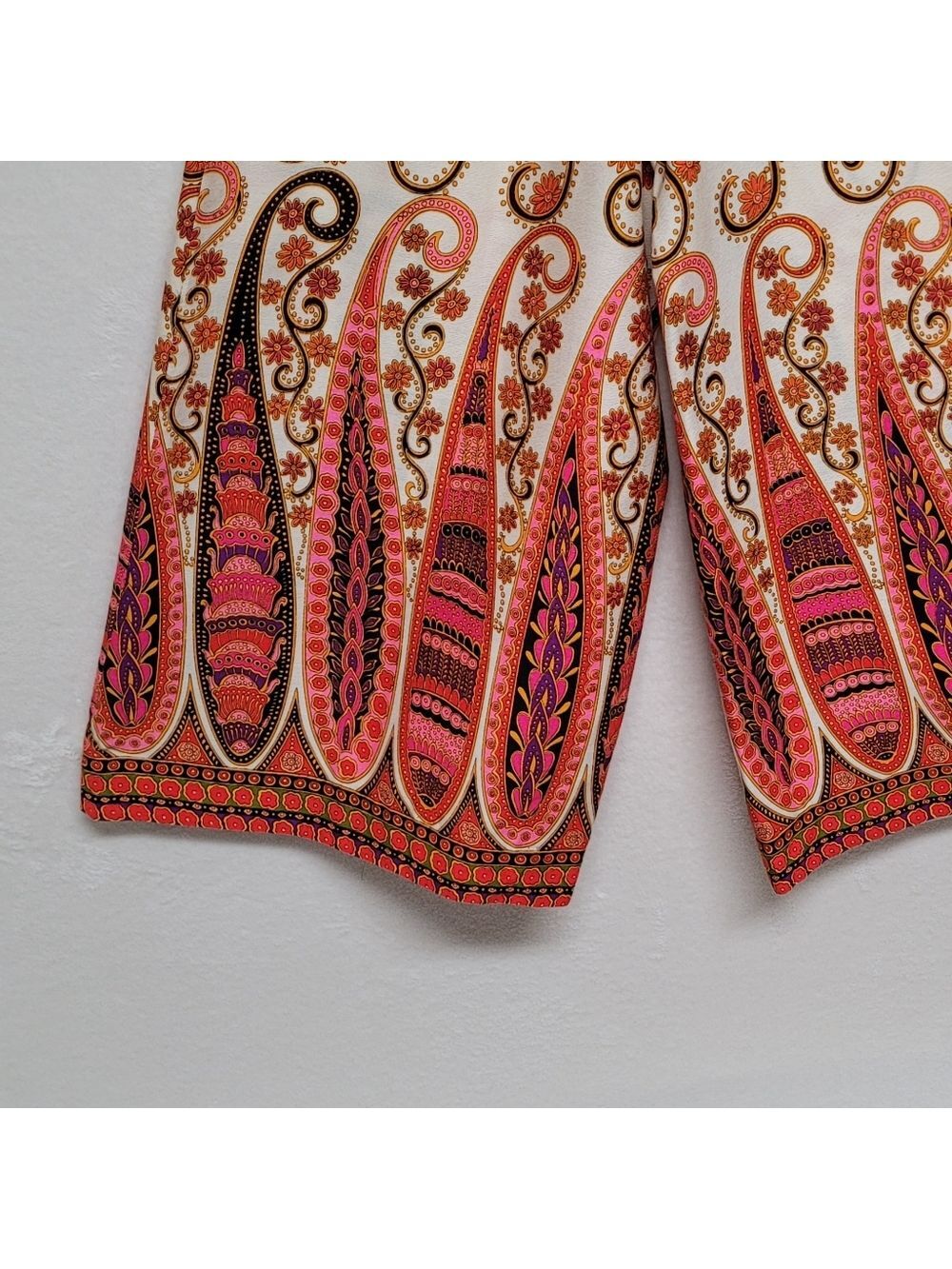 60s Vintage Alex Coleman Psychedelic Neon Multi-color Floral Palazzo Pants M-L - Picture 8 of 14